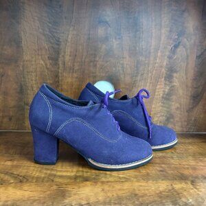 Purple suede block heels booties  37 6.5